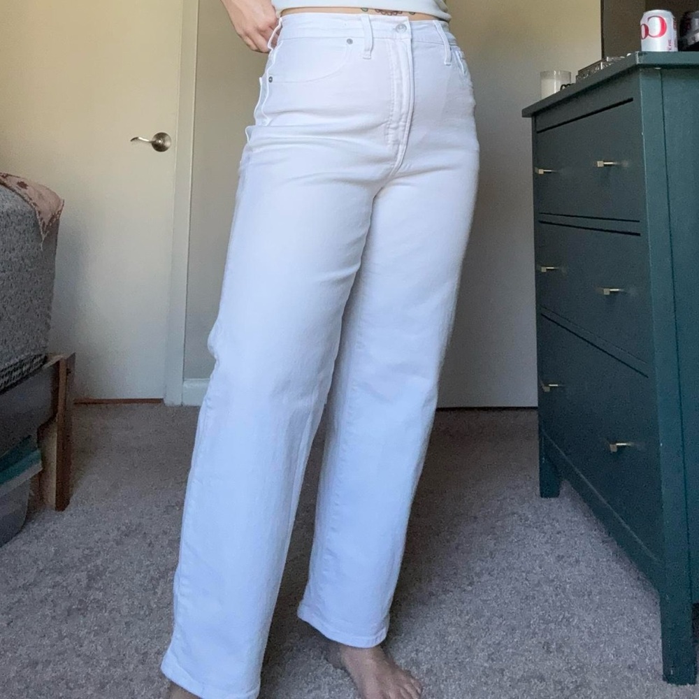 Madewell The Perfect Vintage Wide Leg Crop White Jeans